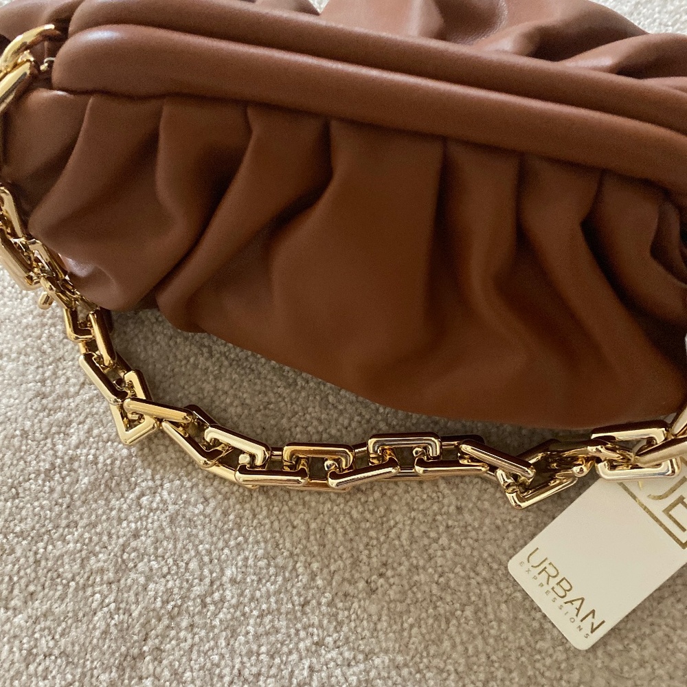 Brown bag with gold chain